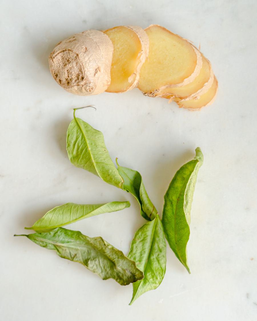 Sliced ginger root